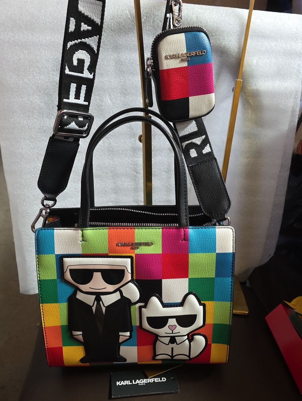 Karl Lagerfeld Tote with Character Appliqué & Matching Clip On Pouch Nwt - Picture 13 of 13
